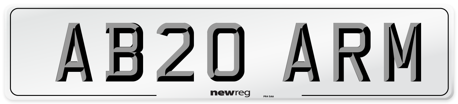 AB20 ARM Number Plate from New Reg